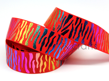 Red 1" 25MM 5Yards/roll  Grosgrain Ribbon Printed Colorful Zebras Handmade Wedding DIY Crafts Tape 2024 - buy cheap