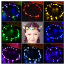 Flower Headband LED Light Up Flashing LED Glow Crown hair accessories Floral headband led Party Wedding Women Girls Hair Wreath 2024 - buy cheap