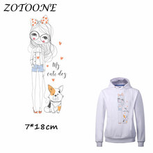 ZOTOONE Patches Iron on Transfers DIY Accessory Cute Little Girl Dog Patch for Clothing Print on T-shirt Jeans Applique Clothes 2024 - buy cheap