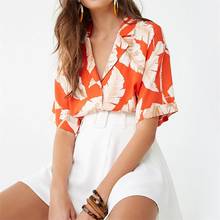 Women Summer Short Sleeve Turn Down Collar Chiffon Blouse Shirt Plus Size Blouse Print Office Shirt Casual Tops Blusas 2019 2024 - buy cheap