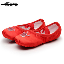 TIEJIAN Crown Dancing Shoes Women Girls Soft Wear-resistant Female Red Ballet Shoes Yoga Performance Practice Scarpe Ballo LXZ76 2024 - buy cheap