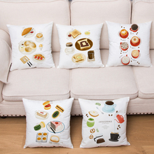 Capa de almofada 45*45 para sofá, capa de travesseiro decorativa para casa, frutas, café, pizza, impressão 2024 - compre barato