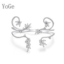 YoGe B0584 Luxury  pave setting setting  flower shaped palm bangle,hand piece ,stunning jewelry accessories 2024 - buy cheap