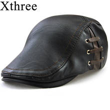 Xthree Fashion Faux Leather Beret hat casquette cap Hats for Men Visors Sun hat Gorras Planas Flat Caps PU 2024 - buy cheap