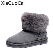 Bota de neve feminina de pelo de alta qualidade, botas estilo coreano quentes e planas, botas de inverno para mulheres 2024 - compre barato