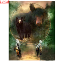 black bear dream catcher diamond Painting full square round drill embroidery Diamond Mosaic Abstract art Cross Stitch Home Decor 2024 - buy cheap