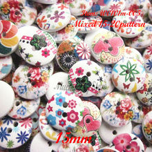 100 Mixed Multicolor 15mm postoral series floral diy craft accessories small wooden buttons home decorative buttons wholesale 2024 - buy cheap