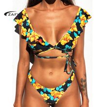 Sexy Biquíni Swimwear Swimsuit Mulheres Push Up Biquinis Mulheres Biquini 2019 Maiô Ruffle Brasileiro Bandage Beachwear Verão 2024 - compre barato