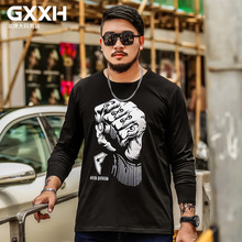 GXXH 2020 Fashion New Cotton Mens Big Size Tshirt Male Casual Fist Pattern Long Sleeve T-shirt Men Plus Size Tshirt 5XL 6XL 7XL 2024 - buy cheap