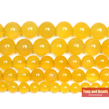Cuentas de ágata amarilla para fabricación de joyas, hebra de 15 ", 6, 8, 10, 12MM, tamaño a elegir 2024 - compra barato