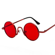 Novo punk redondo óculos de sol das mulheres dos homens marca designer armação de metal óculos preto rosa espelho lente uv400 nx 2024 - compre barato