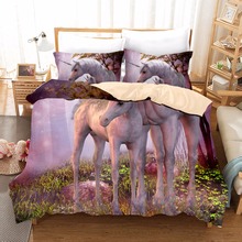 Unicorn Bedding Sets Duvet Cover Cotton Pillowcase Sheet Queen King Size Set Linen Floral Print Bedclothes Home Textile F 2024 - buy cheap