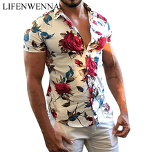 2019 Summer Fashion Mens Shirt Slim Fit Short Sleeve Floral Shirt Mens Clothing Trend Mens Casual Flower Shirts Size M-7XL 2024 - buy cheap