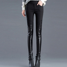 New Queen style HI-Q Lace Skinny Leather pants Women Autumn&Winter leggings Plus size Slim Fashion trousersSpringXQ2005 2024 - buy cheap