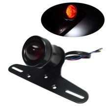 Luz traseira da motocicleta universal 12v led número de licença placa suporte luzes cauda freio parar para harley chopper bobber cafe 2024 - compre barato