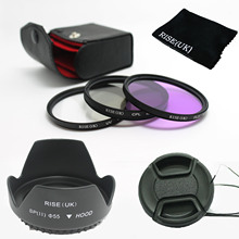 55mm FLD UV CPL Polarizing Lens Filter Kit Set +Cap +Hood For Canon 60D 600D Nikon D7100 D90 DSLR Camera 2024 - buy cheap