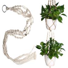 Vintage Knotted Plant Hanger Macrame Lifting Rope Garden Basket Flowerpot Holder 2 Style Flower Plant Display Home Decoration 2024 - buy cheap