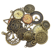 GraceAngie 10pcs Bronze Tone Clock Alarm Round Pendant Charm for DIY Retro Hanging Accessory Old Fashion Jewelry Random Send 2024 - buy cheap