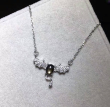 Natural black sapphire Necklace natural gemstone Pendant Necklace S925 silver Punk personality Evil spirits bat women Jewelry 2024 - buy cheap