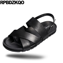 genuine leather fashion roman 2019 men gladiator sandals summer beach black designer native strap breathable high quality shoes 2024 - buy cheap