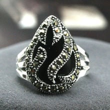 11*14mm NEW INLAY BLACK Natural jade GEMS MARCASITE 925 STERLING SILVER RING SIZE 7/8/9/10 2024 - buy cheap