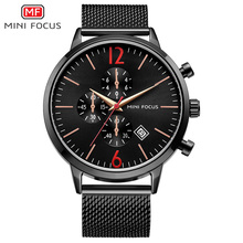 Reloj cronógrafo de cuarzo MINI FOCUS para hombre, reloj de pulsera clásico de negocios resistente al agua, reloj de malla para hombre, reloj negro de 0185G 2024 - compra barato