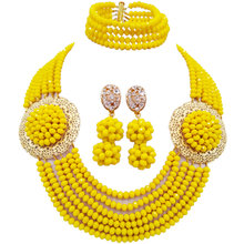 Lovely Opaque Yellow African Beads Jewelry Set Crystal Beaded Costume Necklace Wedding Party Jewelry Accessories 6LPH07 2024 - buy cheap