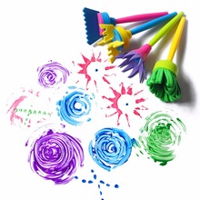 Esponja grafite flor decorativa, 4 unidades, diy suprimentos de arte escovas selar ferramentas de pintura desenho engraçado brinquedos para crianças 2024 - compre barato