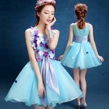 Vestido curto azul-céu, vestido de princesa para meninas 2024 - compre barato