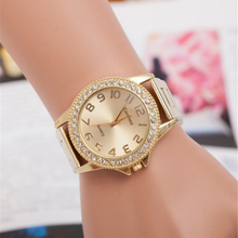 Reloj de pulsera de acero inoxidable para mujer, cronógrafo dorado de lujo, con diamantes, estilo Simple, a la moda 2024 - compra barato