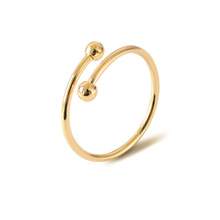 Простые дизайнерские перекрещивающиеся гладкие тонкие открытые посеребренные золотистые черные регулируемые кольца для женщин с двойными бусинами 2024 - купить недорого