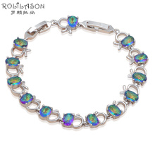 ROLILASON Brand plants Design mystic Multicolor Zircon Bracelets for Ladies Silver Australia Zirconia Fashion jewelry TB879 2024 - buy cheap