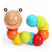 Cute Kids Twist-colored Insects Toys Wooden Educational Variety Twisting Toys Wooden Intelligence Baby DIY Block Toy Best Gifts 2024 - buy cheap