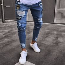 Slim Thin Skinny Spring Hole Ripped Jeans 2018 Men's Fashion Jeans for Men Long Pencil Pants Hiphop Trousers Clothes Clothing 2024 - buy cheap