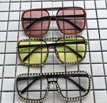 Oversized Square Diamond Beads Sunglasses Clear Lens Eyewear Rainbow Diamond Handmade Eyewear Large Shades Eyeglasses Gafas de 2024 - buy cheap