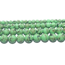 Wholesale Green Synthesis Turquoises Stone Round Loose Beads 6 8 10 12 MM Pick Size For Jewelry Making DIY Bracelet Necklace 2024 - buy cheap