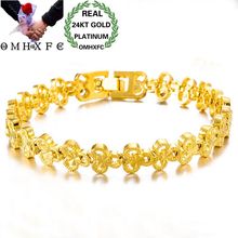 OMHXFC venta al por mayor de moda europea mujer chica fiesta boda cumpleaños regalo elegante flor corazón enlace 24KT oro pulseras BE229 2024 - compra barato