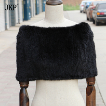 Winter Knitted Real Mink Fur Scarf  Neck Wrap Women Warmer Fashion Natural Fur Shawl 2024 - buy cheap