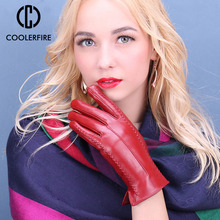 Genuine Leather Gloves Women Warm Lady Genuine Sheepskin Gloves Warm Lining Winter Female Gloves Leather ST2029 2024 - buy cheap