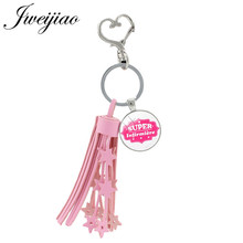 JWEIJIAO Pink Tassel Pendant Super Infirmiere Keychain French Letter Glass Gems Heart Clasps Keyring Charms For Nurse GIft SI03 2024 - buy cheap