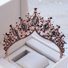 New Baroque Vintage Black Crystal Bridal Crowns Tiaras Rose Gold Bride Wedding Headpieces Hairband Princess tocados para novia 2024 - buy cheap