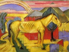 Long Yellow Horse by Franz Marc oil painting canvas High quality hand painted abstract modern art for wall decor 2024 - buy cheap