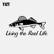 YJZT-pegatina de 16,6 CM x 8,6 CM para coche, calcomanía divertida de vinilo para pesca de trucha, living The Reel Life, C24-0853 negro/plateado 2024 - compra barato