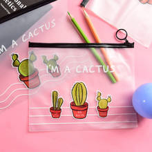 Cute Cactus Transparent Pencil Case Bags Waterproof Large Clear Pen Box Kawaii School Pencil Cases For Girls Korean Stationery 2024 - buy cheap