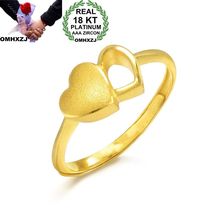 OMHXZJ Wholesale European Fashion Woman Girl Party Wedding Gift Heart Gold 18KT Yellow Gold Resizable Ring RR771 2024 - buy cheap