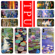 Мягкий чехол из ТПУ для iPhone 13, 12, Mini, 11 Pro, XS Max, XR, X, 8, 7, 6 Plus, SE, 2020 S, Обложка Monet Garden Lotus 2020 2024 - купить недорого