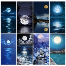 Diamond Embroidery Moon DIY Diamond Painting Landscape Full Round/Square Drill Sea Picture Cross-stitch 5D Mosaic Home Decor 2024 - buy cheap