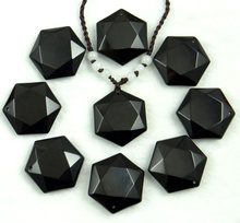 Natural Stone Black Obsidian Pendant Necklaces For Women and Men Cubic Hexagram Sweater Necklace Amulets And Talismans Jewelry 2024 - buy cheap