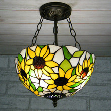 12 polegada estilo europeu tiffany sol flor pingente quarto luz sala de estar quarto e27 110-240 v 2024 - compre barato