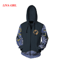 Liva girl 3D Printing Game Anime OW Sweatshirts Miyamoto Musashi Cosplay Costume Autumn Men women zipper Jacket Hooded sweater 2024 - buy cheap